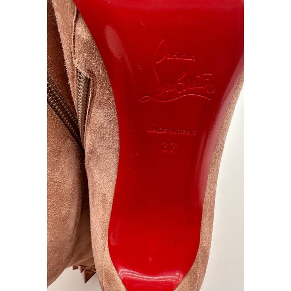 Christian Louboutin Firmamma 100 Studded-Cuff Beige Suede Boots EU 37 US 7 - Picture 11 of 13